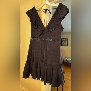 Francesca's Collections Navy Blue Ruffled Mini Dress